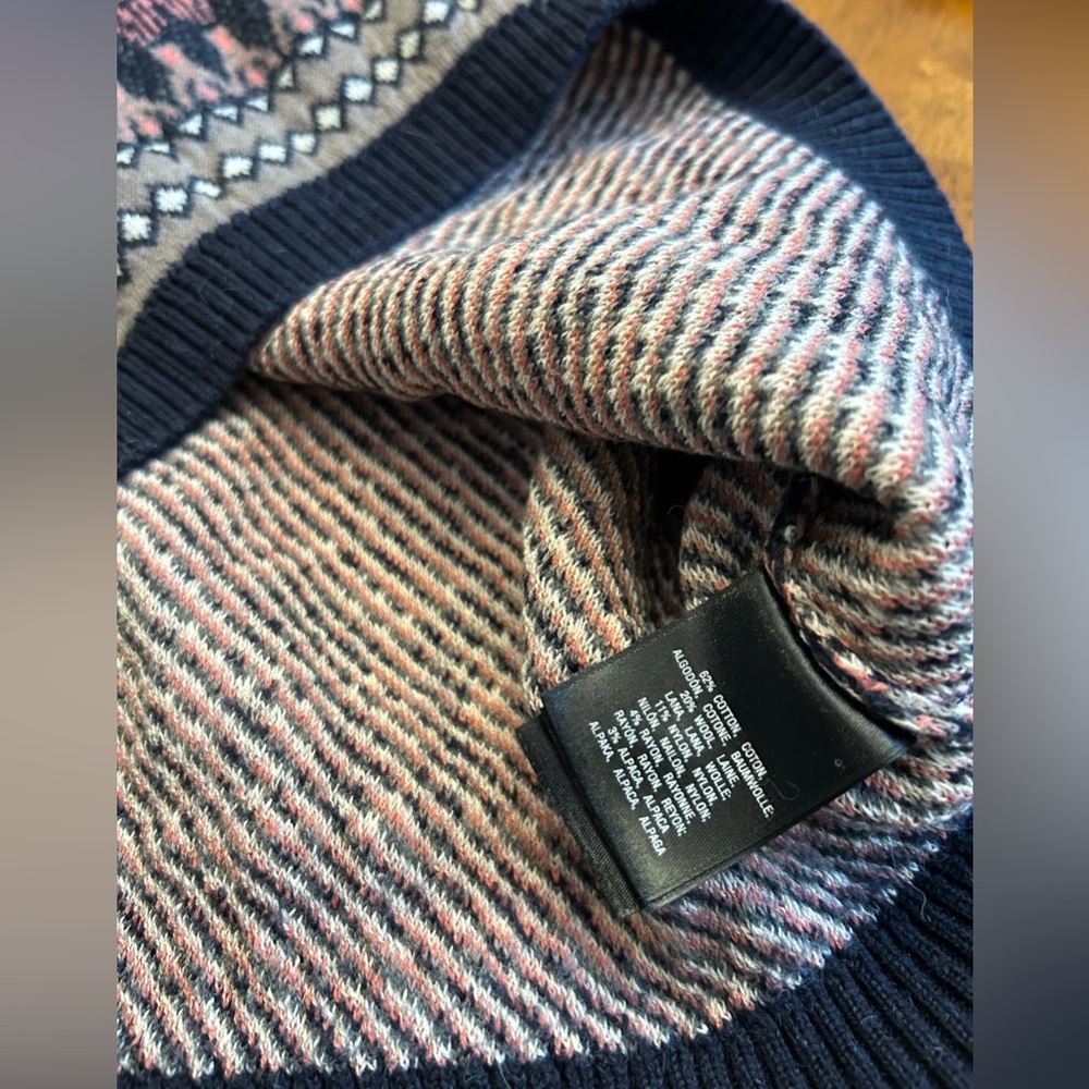 Anthropologie Moth Wool & Alpaca Blend Tunic Sweater | XS | Fair Isle Cowl Neck - Picture 4 of 10